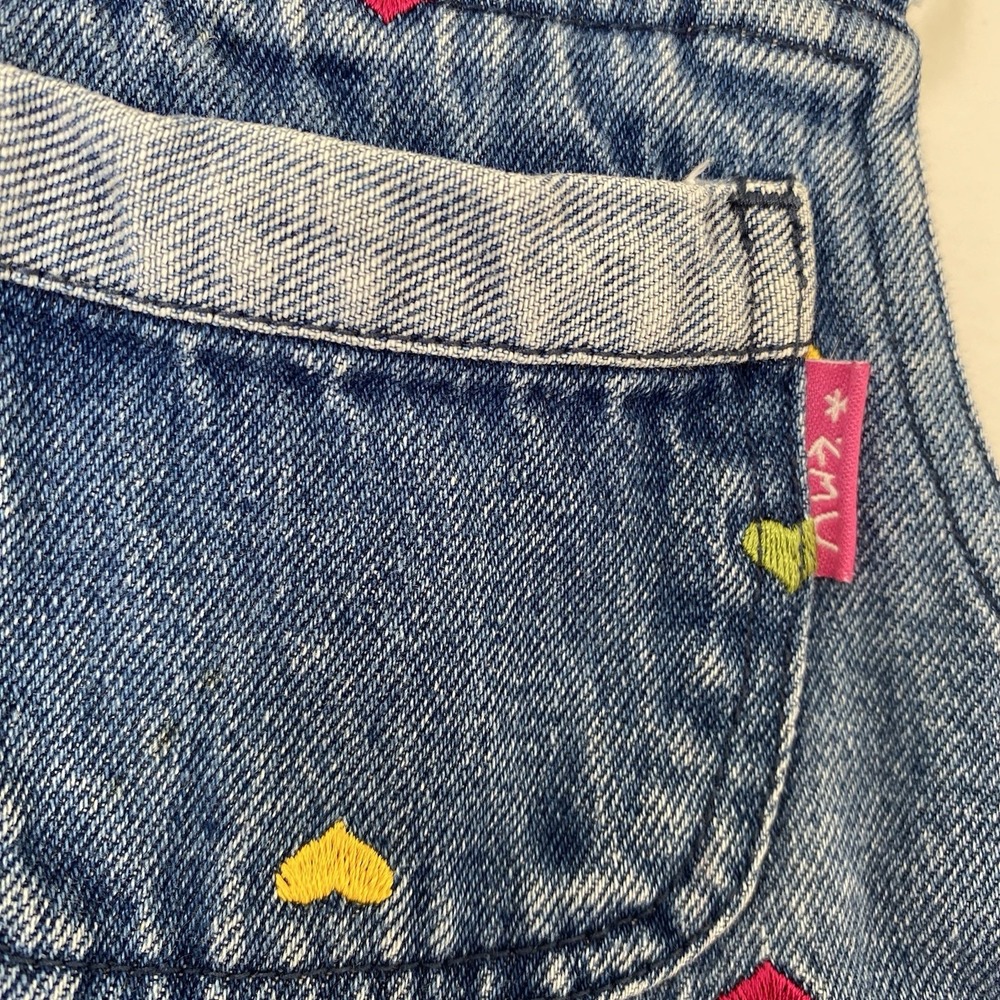 Vintage Carter's Girls Blue Denim Overalls 18-24M Embroidered Hearts Y2K - Picture 7 of 16